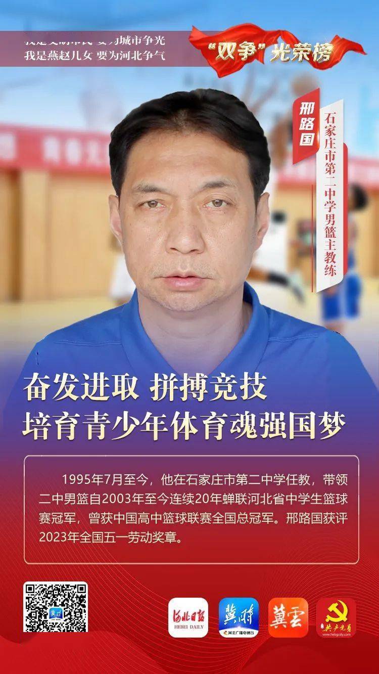 "双争"光荣榜|石家庄二中邢路国:永不言败的冠军教练_河北省_文明
