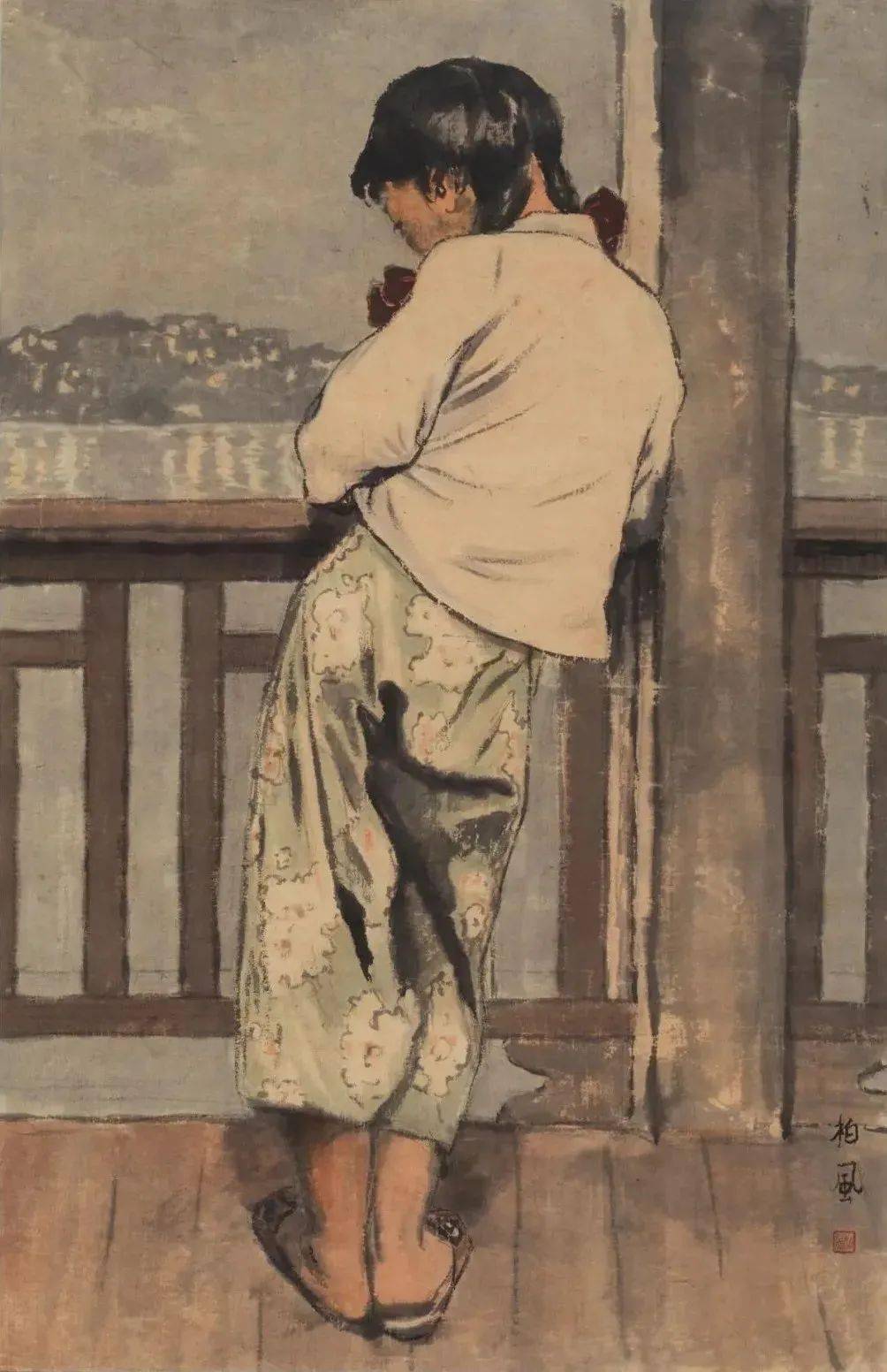 山城小妹1946年 紙本水墨設色83cm×54cm1948年,李斛應徐悲鴻先生之