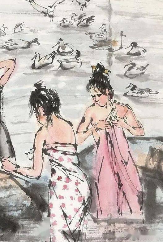 黄胄《七仙女沐浴图》_少女_作品_云南