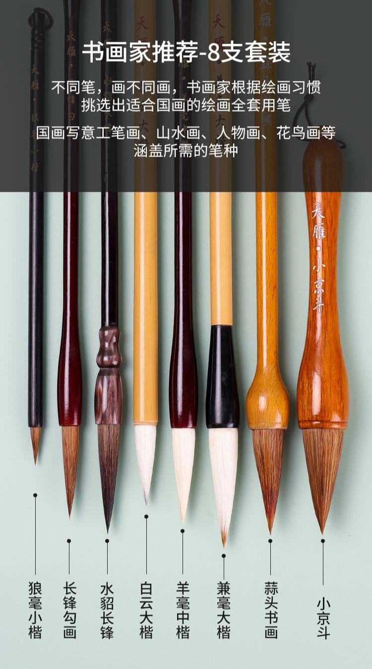 国画用笔大全,初学者必看!_毛笔_优惠_套装