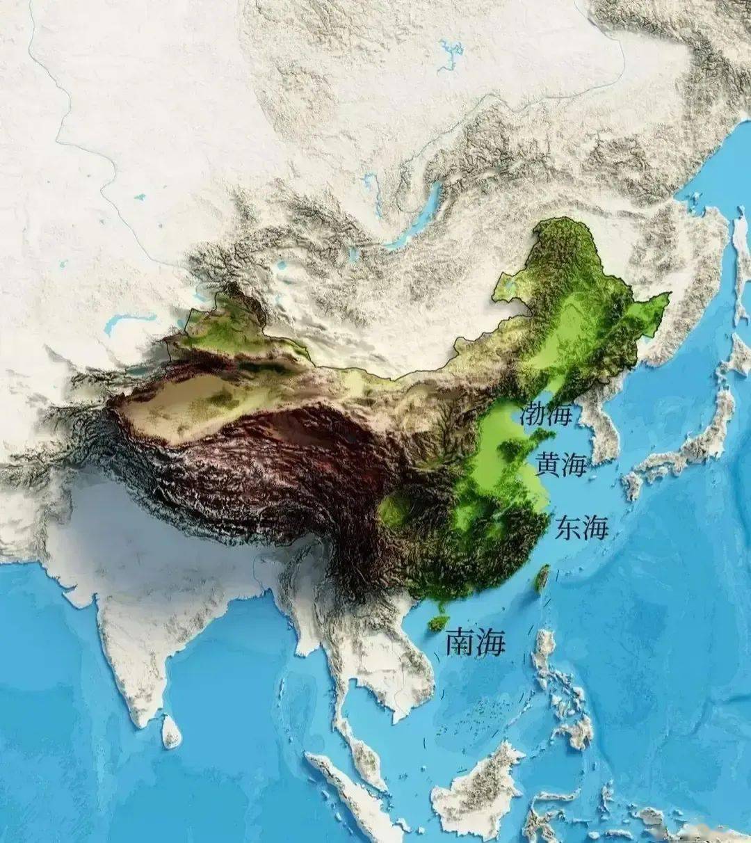 圖2圖1,亞洲東部地形圖,我國最好的疆界應該是以山脈為國界線(越南