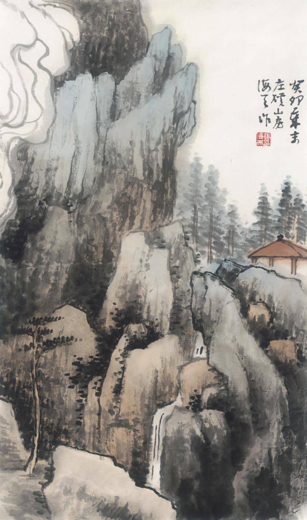 张海天 白云悠然68cm×40cm纸本设色2023张海天,上海市美术家协会会员