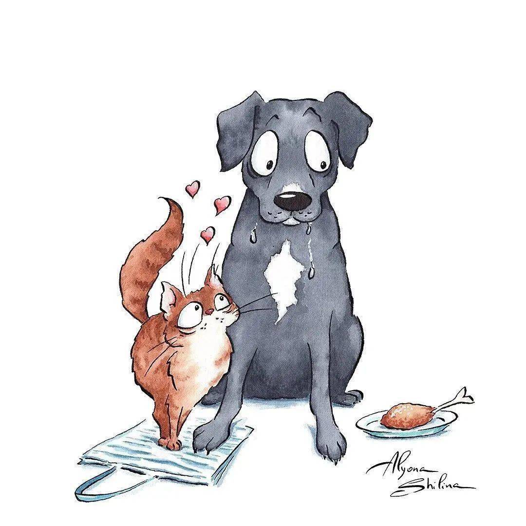 alyona shilina 呆萌小动物水彩插画