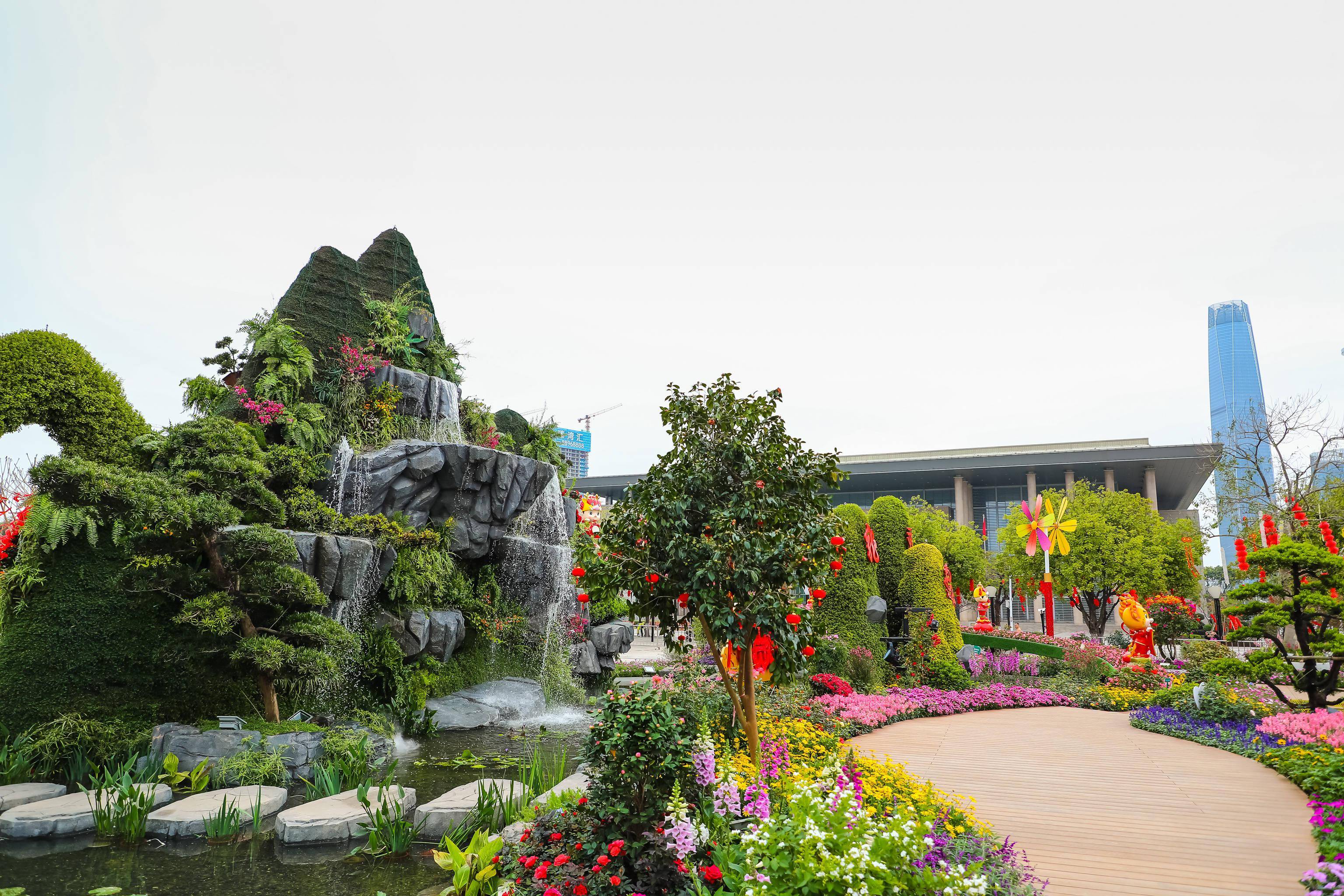 巨型龙灯,5万盆时花,东莞市中心广场春节花坛抢先看