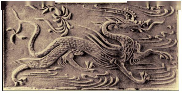 魏晋南朝时期汉代 神兽戏龙虎61日月画像石扬中市汉文化博物馆藏