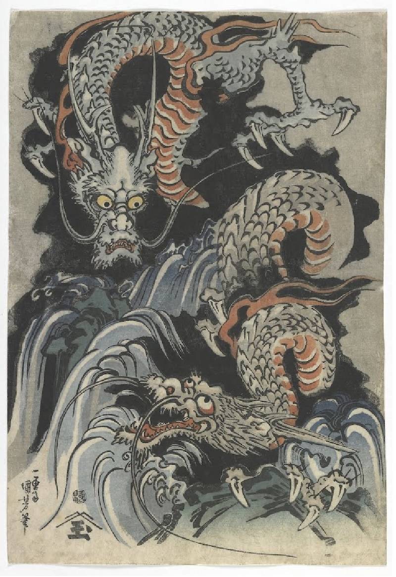 《本朝武者镜》,1856从江户时代的浮世绘作品中不难看出,日本大多数龙