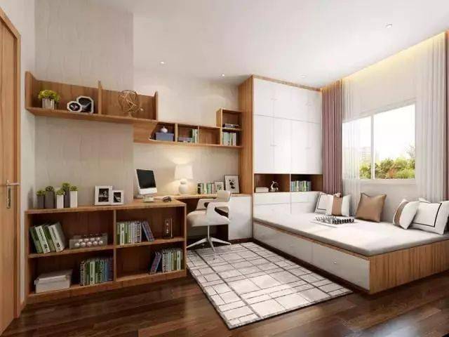 因为有了榻榻米设计,这是书房还是卧室傻傻分不清了.