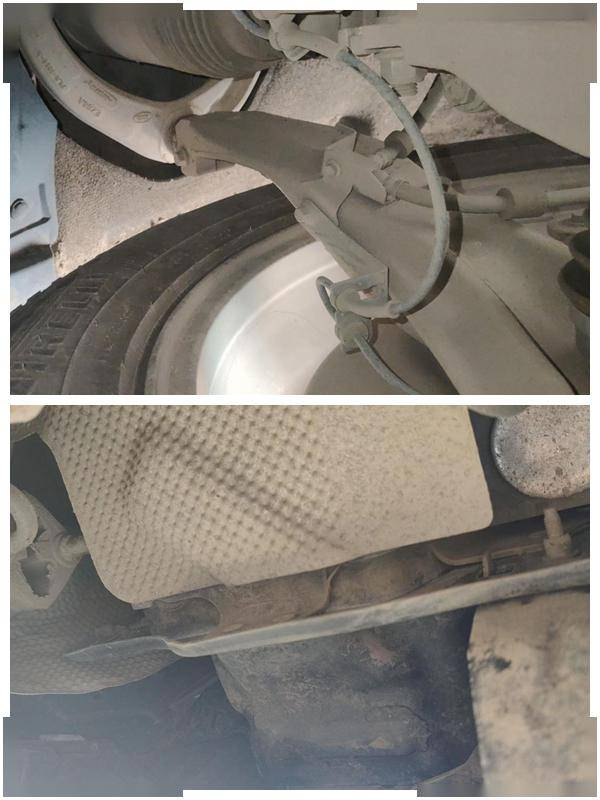 四轮悬挂没什么问题,特意去看了右后纵梁,没有变形损伤修复,看来后翼