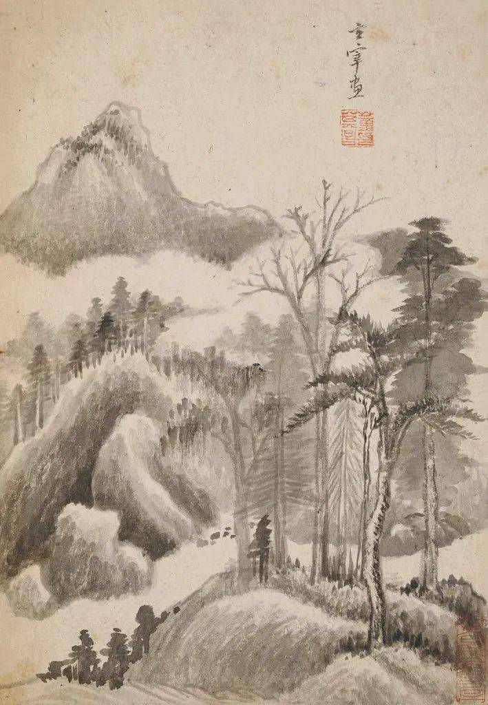 董其昌这几帧小山水,奇纵苍茫_董文敏_国画_吴湖帆