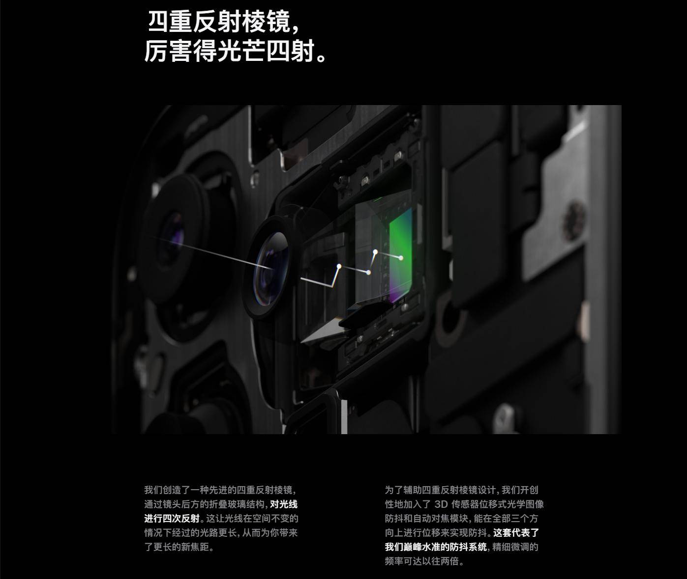 (图源:apple)华为早在2019年的p30 pro上便采用了潜望式长焦的设计,而