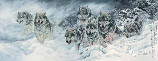 国画欣赏丨左进伟工笔画狼,太逼真!_传统_作品_绘画