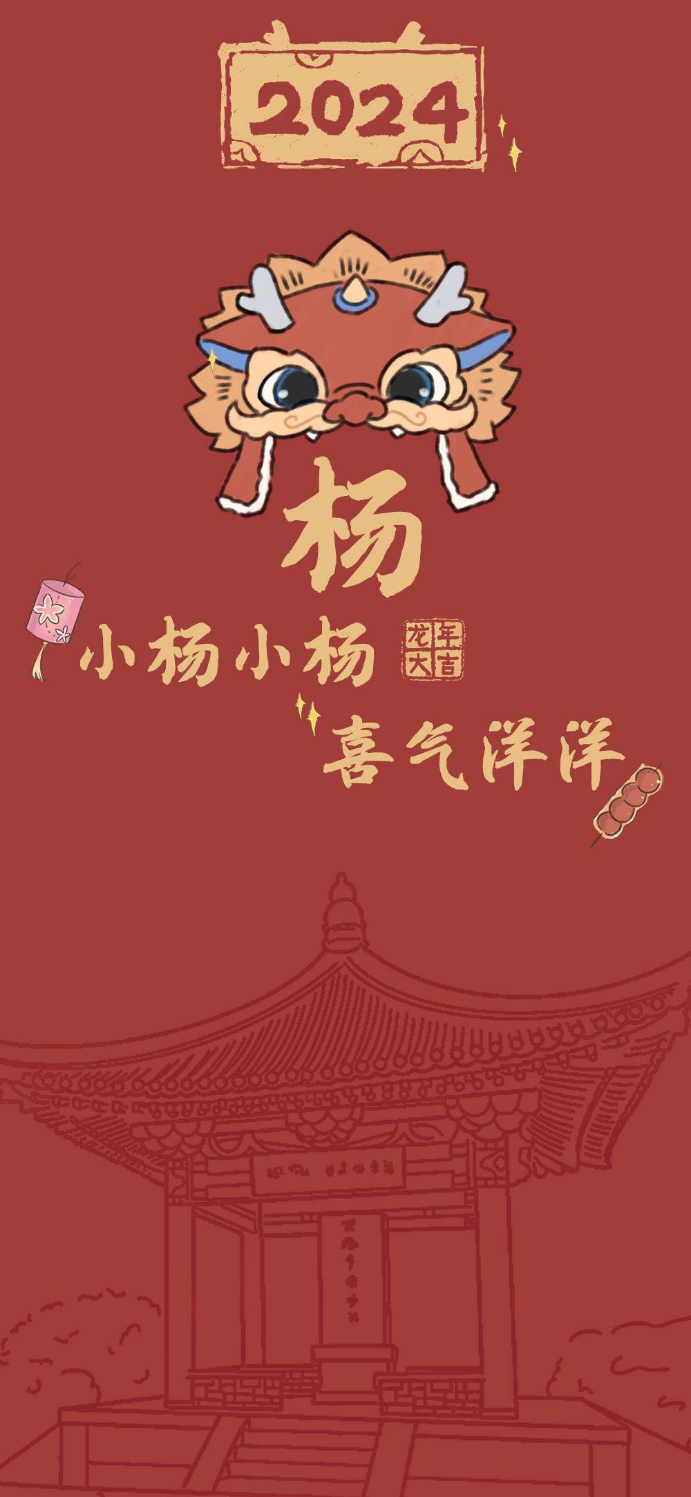 2024龙年姓氏壁纸,好运加满!