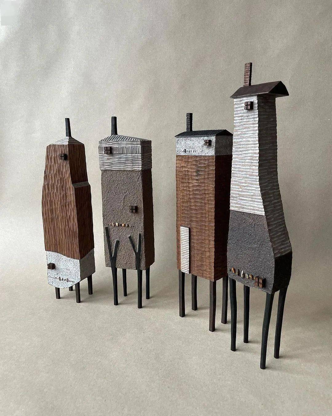 他山之石·艺‖模仿小孩子画画做雕塑,居然这么好看~_房子_灵感_小镇