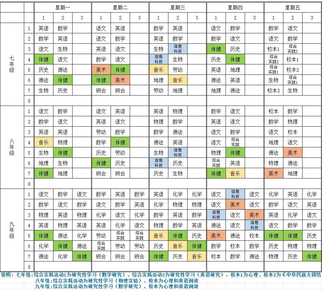 扬中市中小学2024年春学期课表公示