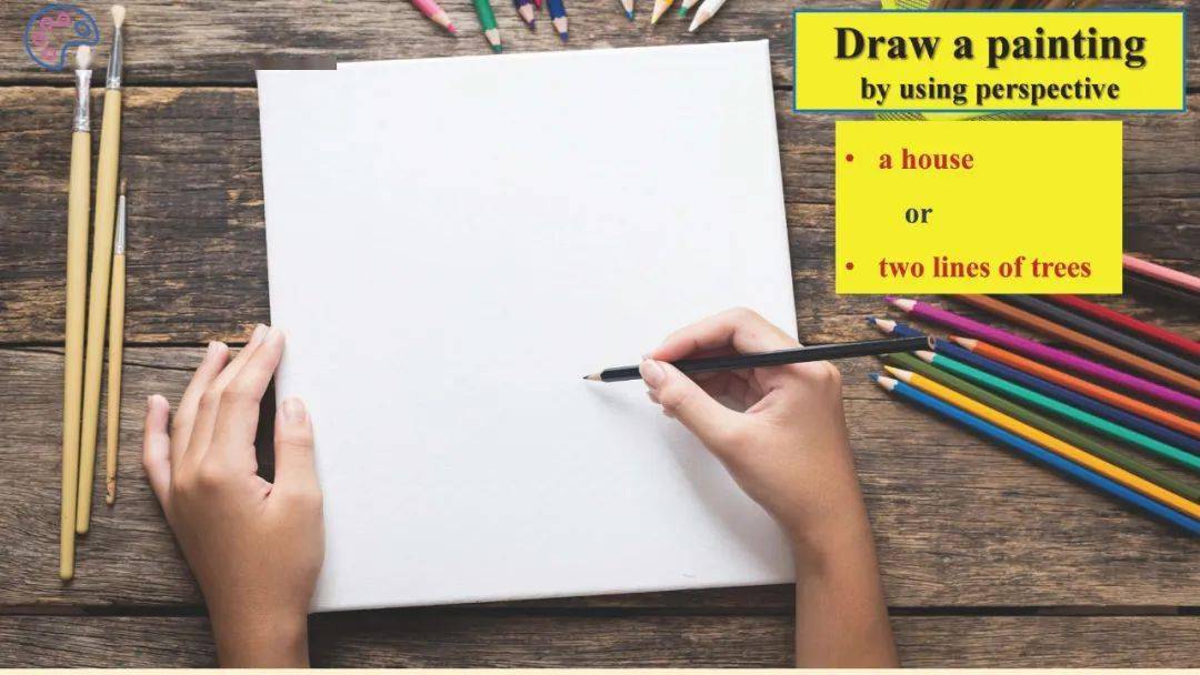 t: take out a piece of paper and draw a house or two lines of