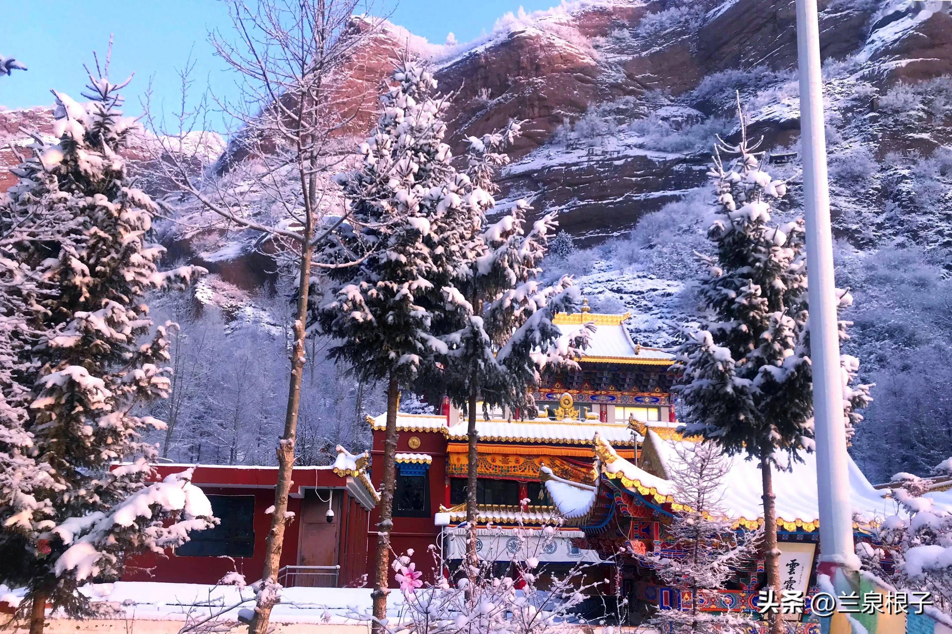 雪后兰州大尖山腹地云霖寺——恰似童话世界景色美如画卷_寺庙_宁静