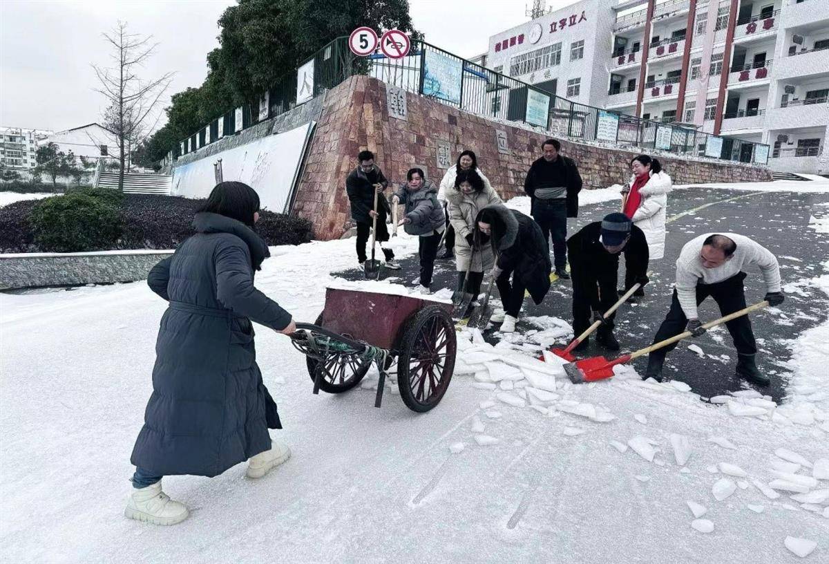 武汉新洲阳逻多方联动扫出"平安路"_进行_除雪_中小学