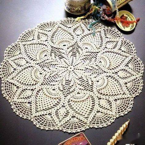 用圆桌布的花型钩织伞 附图解_重点_爱好者_尺寸