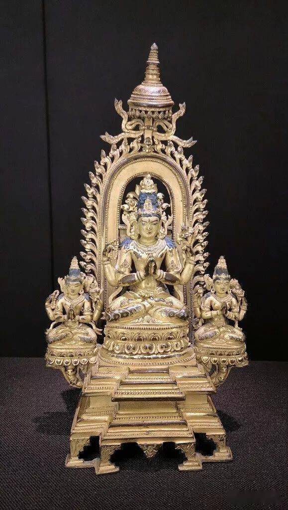 5厘米祖师像 藏中 黄铜错银 红铜莲花手观音祖师像12世纪 93厘米文殊