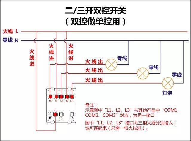 tcl双控开关接线图解图片