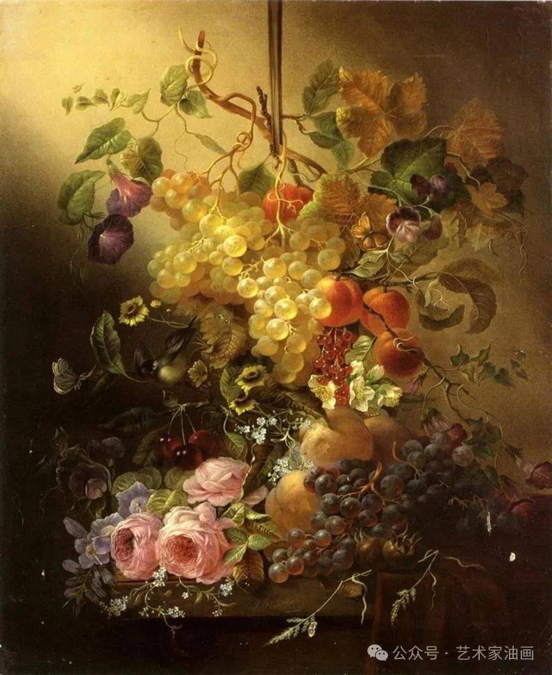 比利时画家jean baptiste claude robie静物花卉古典油画