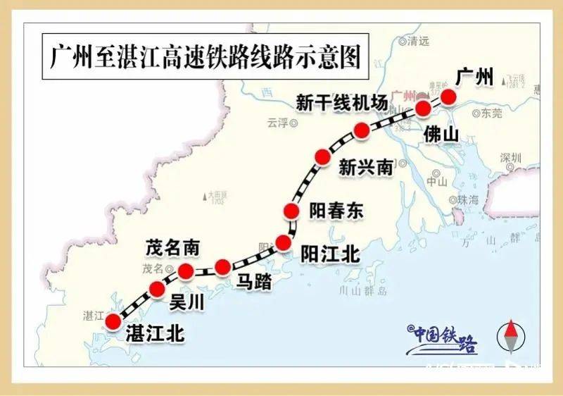 广湛高铁线路示意图