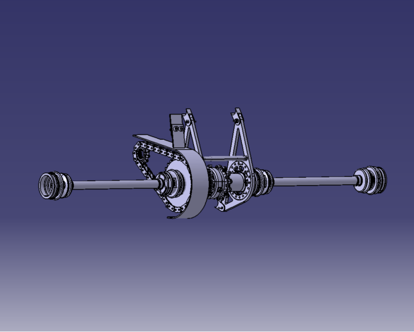结构设计使用ansys软件对大小链轮,球笼轴,支撑,垫片支撑,耳片,半轴等