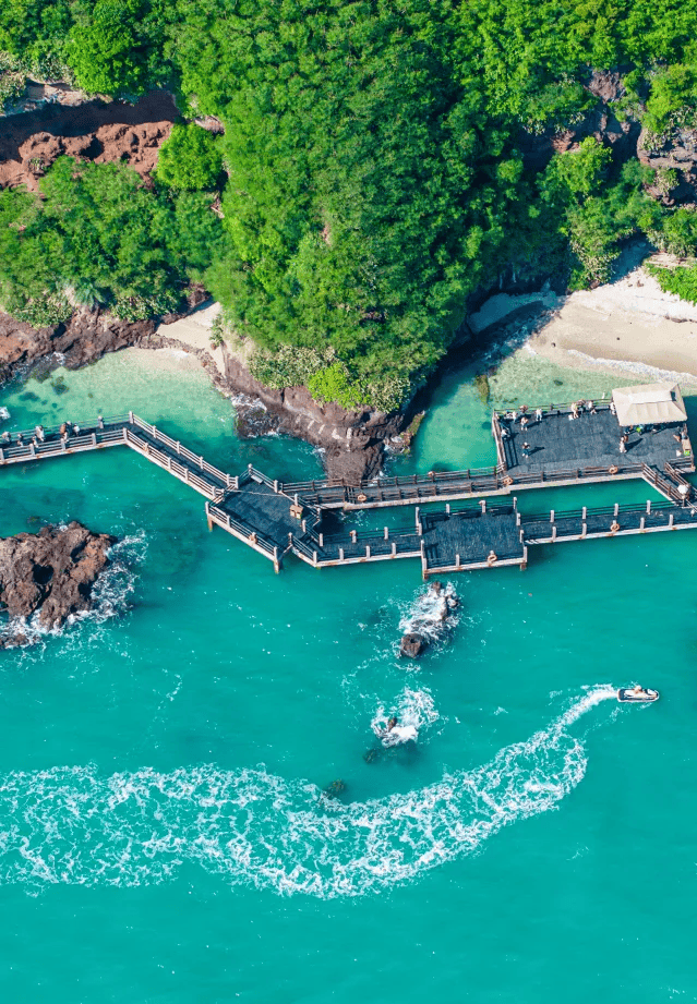 游览涠洲岛南湾鳄鱼山景区,亲临火山口,感受万年前火山喷发的壮观.