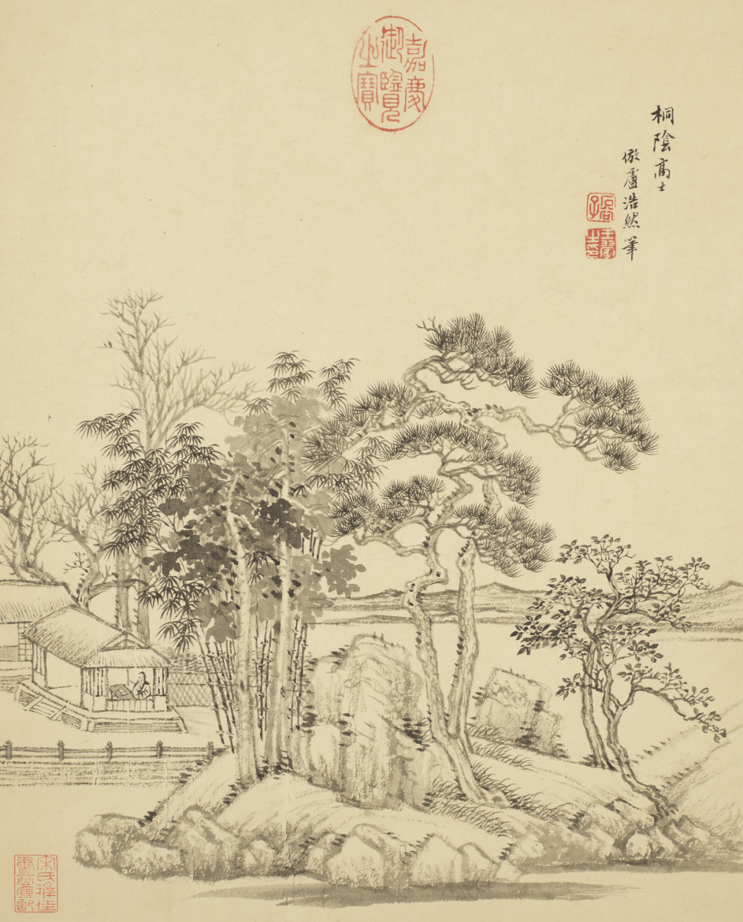 王翬 宿雨曉煙図（原寸大）水墨画 清 中国 山水風景 二玄社 絵画
