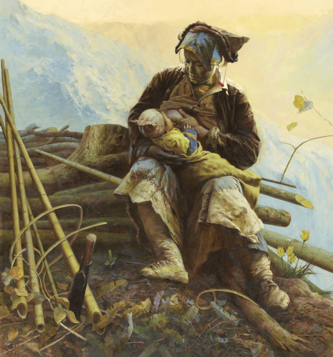 5 cm, 1996年,成都博物馆藏油画《露》运用传统古典油画再现写实的