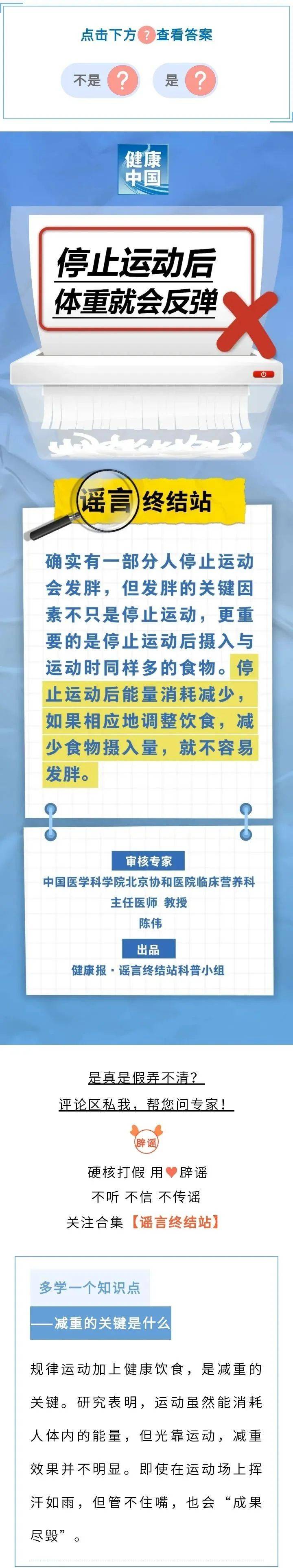 健康科普停止运动后体重就会反弹是真是假谣言终结站