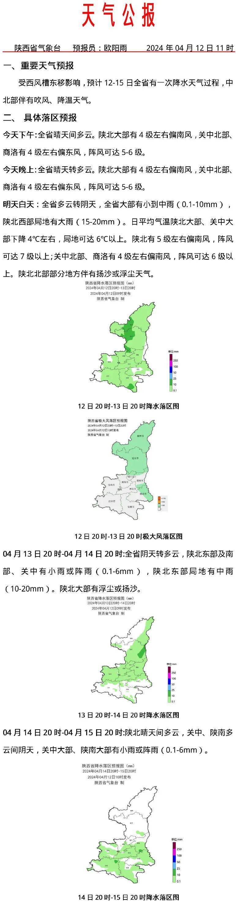 渭南今日发布降水,阵风重要天气报告!_过程_白天_全市
