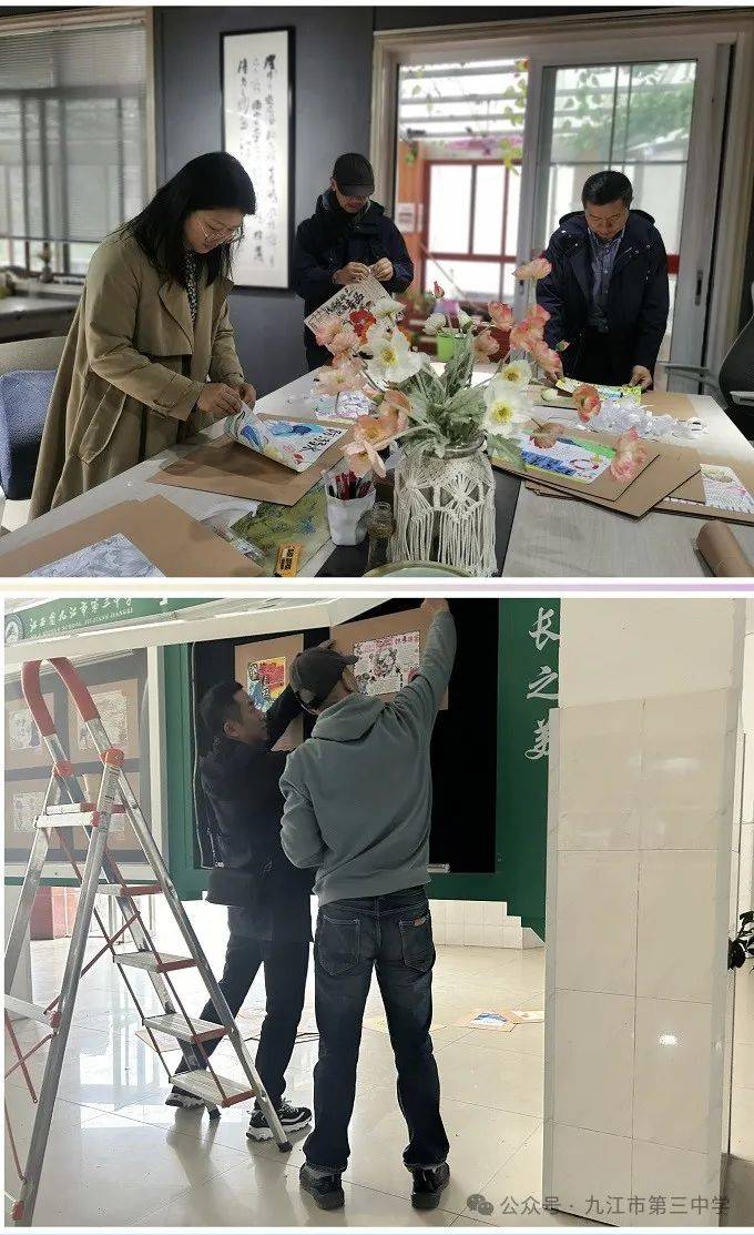 我校校党委副书记,校长周凌,校党委委员,副校长李代煌参观画展,对学生