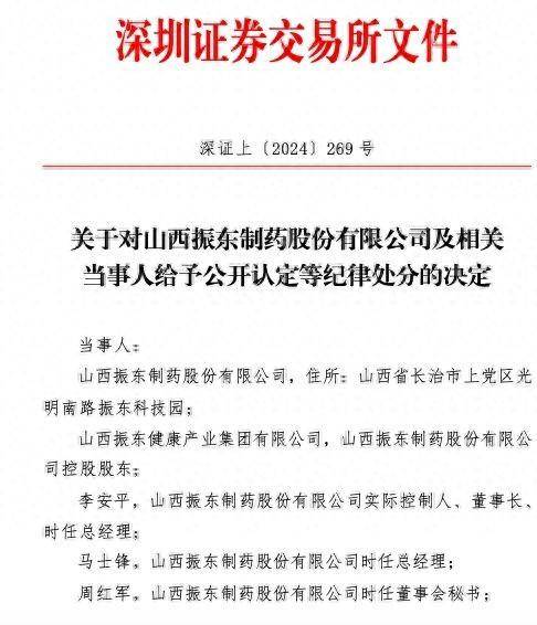 公司舆情振东制药非经营性占用上市公司资金被公开谴责