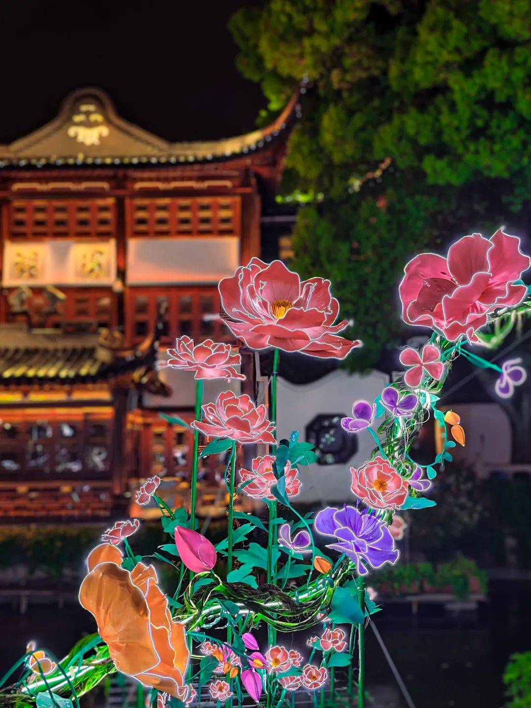 黄浦新玩法惊艳百年九曲桥开出一朵巨型牡丹