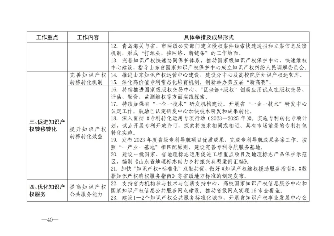 2024年知识产权强国建设纲要和十四五规划实施地方工作要点