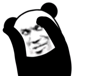 熊猫头喝雪碧抱人素材图片