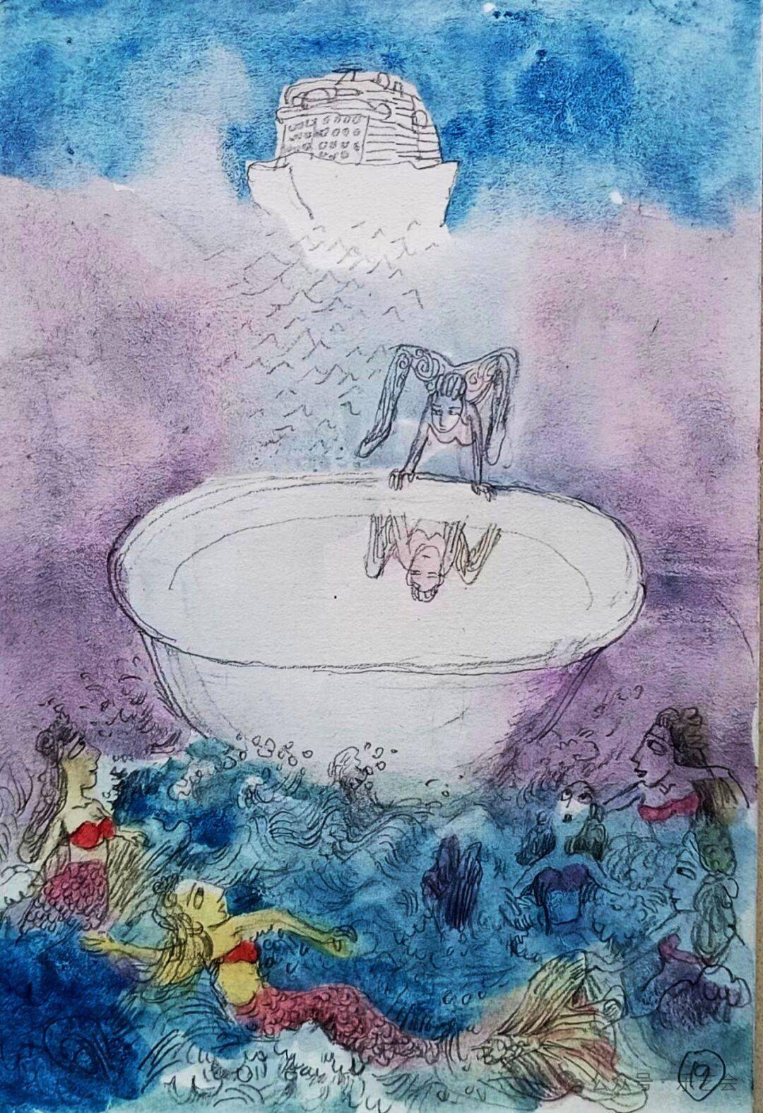 追光灯再次亮起,舞台中"一条美人鱼"在硕大的玻璃鱼缸边沿,用双手或单