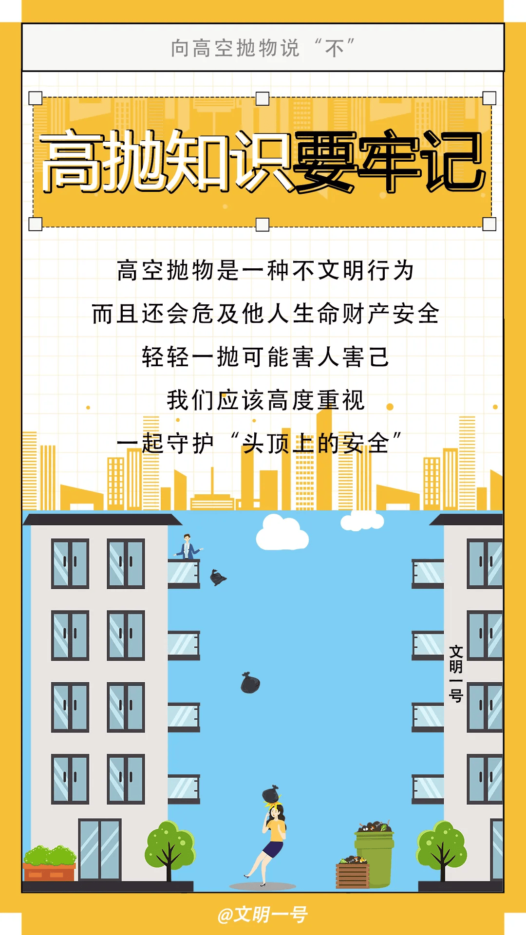 宣传教育要开展文明习惯要养成让我们行动起来向高空抛物说"不"自由地