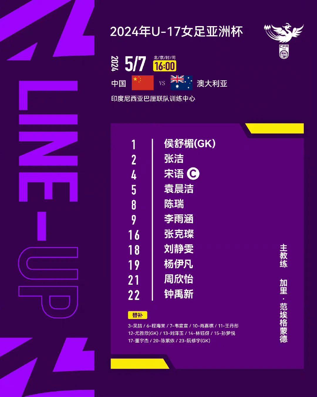【u17】2024年u-17女足亚洲杯 中国3:0澳大利亚_周欣怡_肖嘉祺_张克