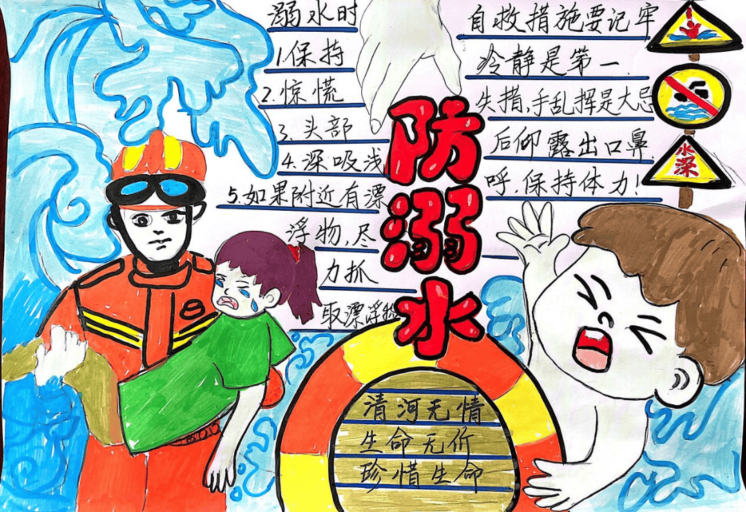 同学们通过写观后感以及画手抄报的形式,向大家宣传防溺水知识,加强防
