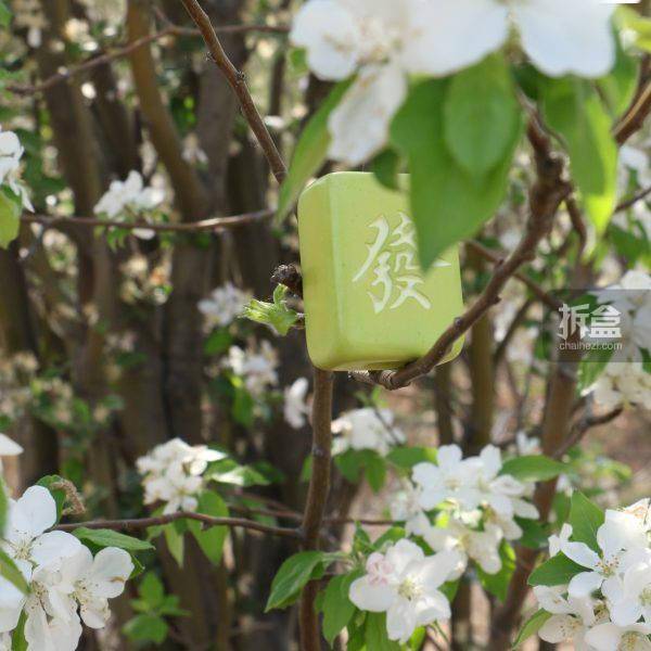 所乐工作室 发财麻将 苹果 可爱q版麻将水果 潮玩手办摆件