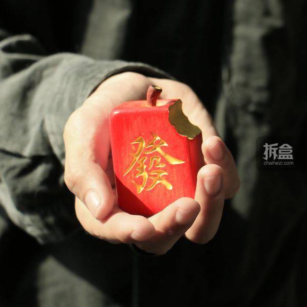 所乐工作室 发财麻将 苹果 可爱q版麻将水果 潮玩手办摆件