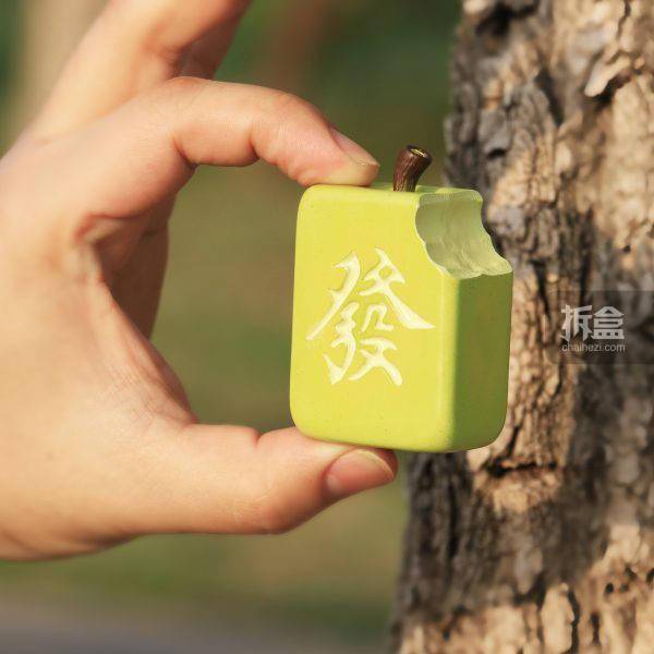 所乐工作室 发财麻将 苹果 可爱q版麻将水果 潮玩手办摆件