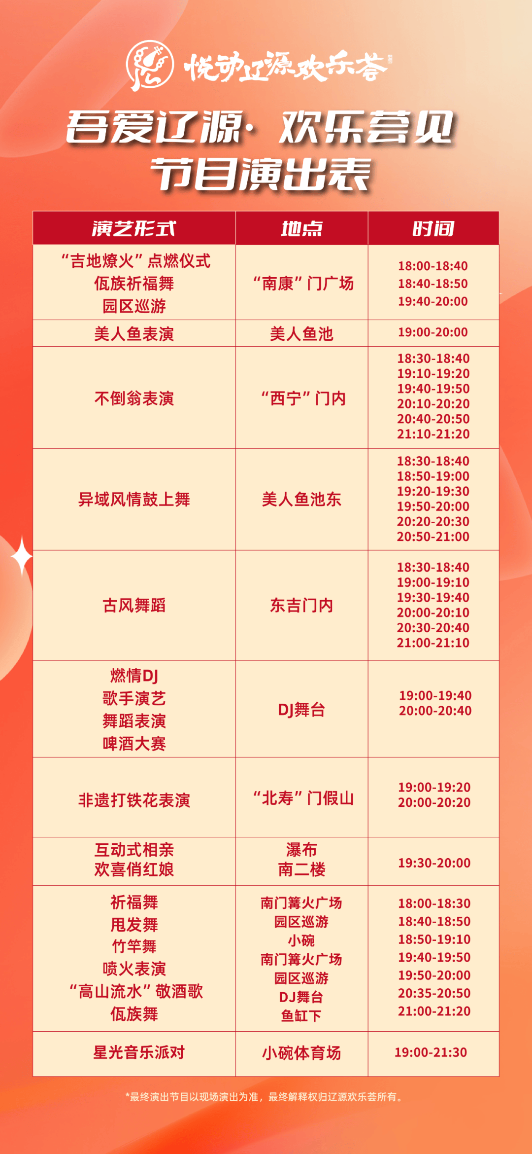 悦动辽源欢乐荟演出节目单