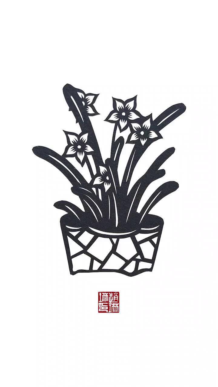 剪纸 非遗 东方美学 水仙花盆景剪纸