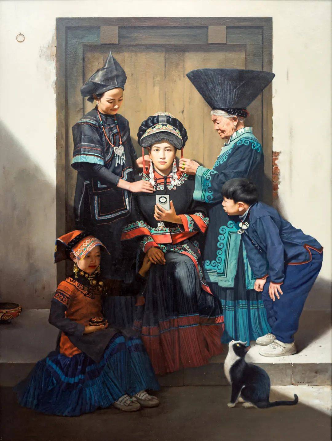 230cm程晋华《同心协力展神娇》150cm×180cm曹正《晨光牧歌》200cm