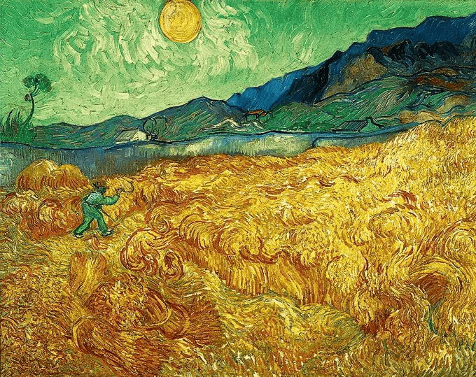 守望者梵高的油画:金黄色的麦田