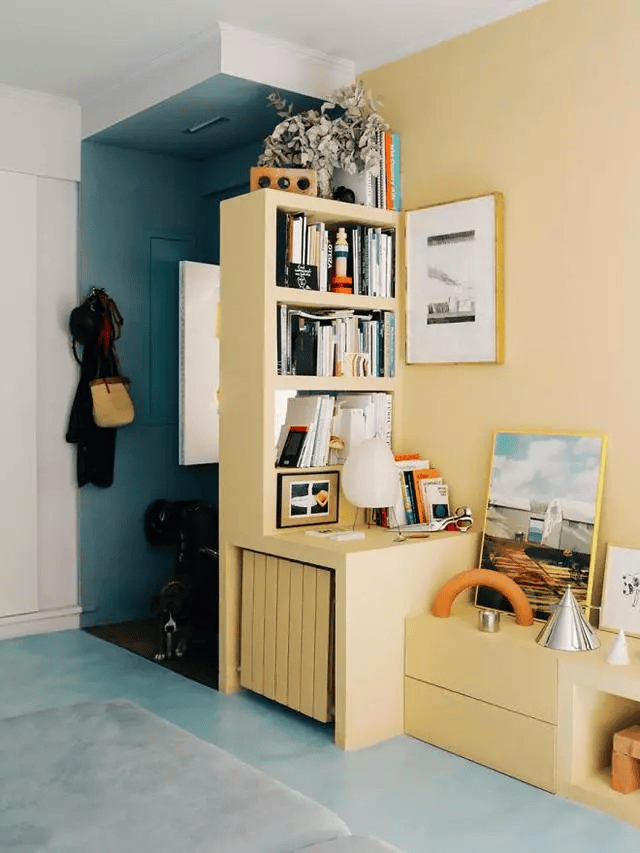 45平小户型单身公寓,厨房书房挤一起,但阳光房惹人垂涎!