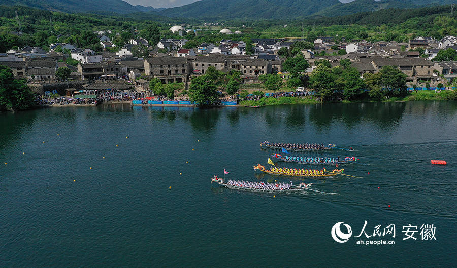桃花潭龙舟赛擂鼓开桨_张俊_泾县_流域